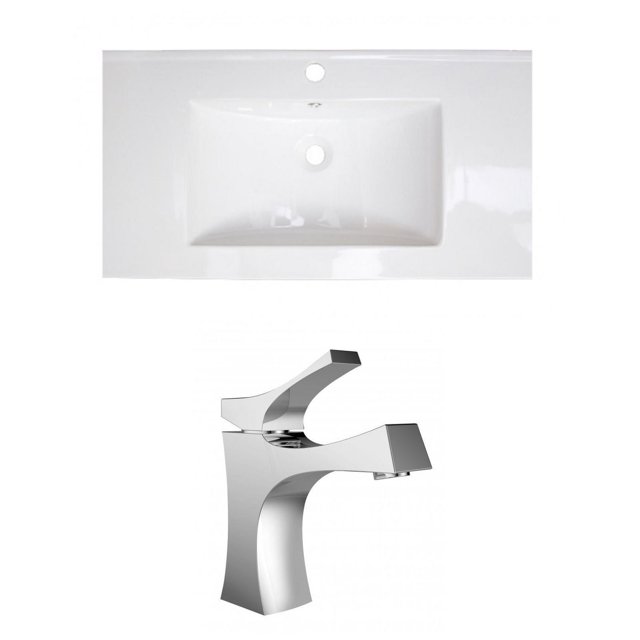 American Imaginations 32-in. W 3H8-in. Ceramic Top Set In White Color - Overflow Drain Incl. AI-15602