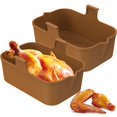 thumbnail image 2 of 2 Pack Air Fryer Silicone Pot with Handle Reusable Rectangular Baking Pan Double Basket Air Fryer Oven Microwave Liner(Red), 2 of 10