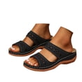 thumbnail image 3 of IUJSOY Womens Sandals Wedge Shoes Slip on Wide Width Sandals Orthopedic Arch Support Slides Sandals, 3 of 7