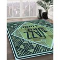 thumbnail image 3 of Ahgly Company Machine Washable Indoor Round Transitional Dark SlateGray or Dark SlateGrey Green Area Rugs, 7' Round, 3 of 7