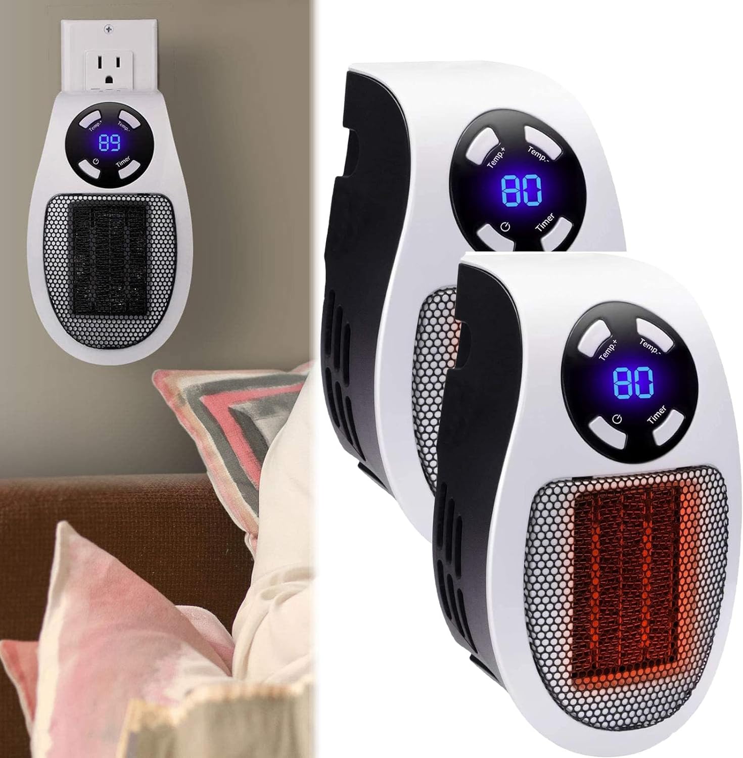 XINQIHANG Ecoheat-Ecoheat Heater, Ecoheat Ceramic Heater,Ecoheat Small Space Electric Portable Heater, Wall Plug Heater,Toastyheater, Heat Pal Heater (2pc)