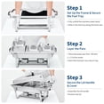 thumbnail image 4 of Ensemble Professionnel de Buffets à 3 Compartiments en Acier Inoxydable, Ensembles de Serveurs et Réchauffe-Buffets de 8 Qt, Plats Rectangulaires Anti-Frottement avec Couvercle et Poêles de Taille 1/3 pour Mariages, Fêtes, Usage Commercial, 4 of 8