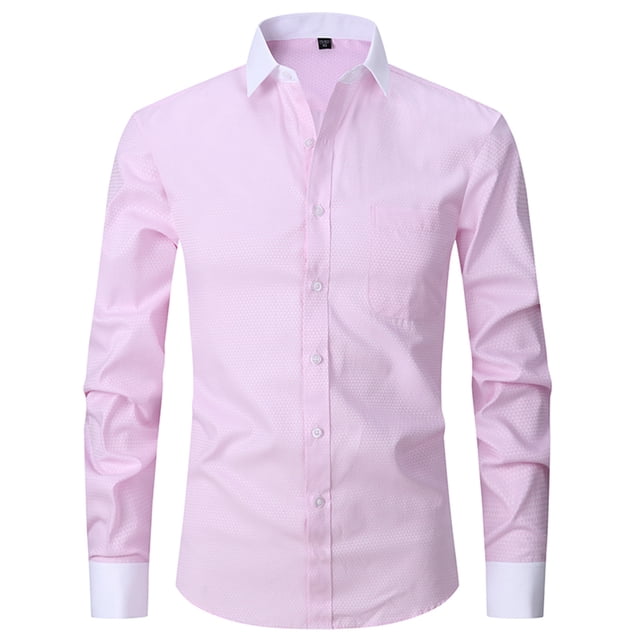 RXIRUCGD Cardigan à Col Rabattu Uni pour Hommes, Chemise d'Affaires à Boutons, Rose, Taille : TG