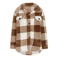 thumbnail image 3 of Timegard Womens Jacket Plus Size Plaid Stand Collar Button down Fleece Hooded Jacket Winter Fuzzy Warm Coat, 3 of 4