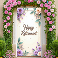 thumbnail image 1 of Floral Decoration Happy Retirement Banner Flower Theme Decorative Design for Retirement Party Event Celebration Indoor Decoration, 1 of 5