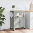 thumbnail image 3 of vidaXL Kitchen Trolley Rolling Cart on Wheels Living Room Solid Wood Pine, 3 of 6