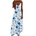 thumbnail image 2 of Ovzne Robes d'Été pour Femmes Robe de Plage Robes d'Été pour Femmes Imprimé Sans Manches Col Rond Robe Décontractée Robes Grande Taille Robe Maxi Imprimée Liquidation, 2 of 5