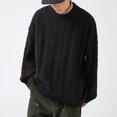 thumbnail image 4 of Cameland Chandail d'Hiver Épais Décontracté Mode Couleur Unie Texture Manches Longues Col Rond pour Hommes, 4 of 5