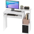 thumbnail image 1 of HOMCOM Computer Desk with Fabric Drawer & Keyboard Tray, Study Desk, White, 1 of 10