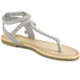 thumbnail image 4 of Alpine Swiss Womens Rhinestone T-Strap Sandals Ankle Strap Flat Summer Shoes, 4 of 6