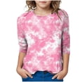 thumbnail image 1 of Plebaso Chemises Teinture sur Nœuds pour Garçons Filles Manches 3/4 Blouses Décontractées Col Rond Enfants Mode 2025 Hauts, 1 of 5