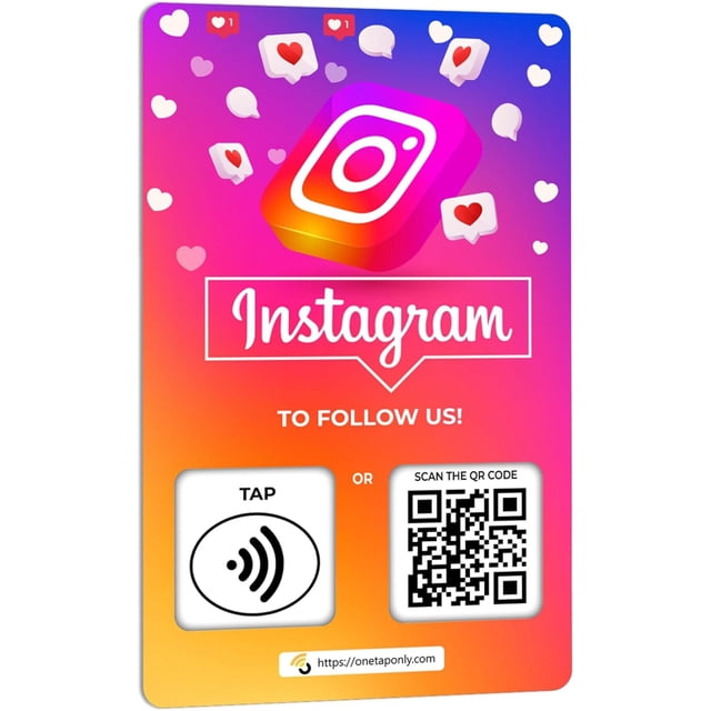 Custom Reusable Tag-Tap/QR Instagram Review Card -1 Pack Instant Instagram Reviews Card - QR Code and NFC Cards for Business, Instagram Review Tap Card