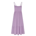 thumbnail image 5 of Womens Fashion Round-Neck Sling Sleeveless Solid Pockets Patchwork Pullover Dress, 5 of 5