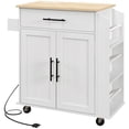 thumbnail image 1 of HOMCOM Kitchen Island with Storage and Power Outlets, Rolling Kitchen Cart, 1 of 10