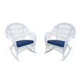 thumbnail image 1 of Jeco Wicker Rocker Chair in White with Blue Cushion (Set of 4), 1 of 1