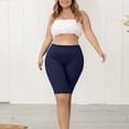 thumbnail image 3 of Plebaso Plus Size Womens Biker Shorts Knee Length Workout Yoga Shorts Elastic Waist Gym Running Shorts, 3 of 6