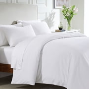California Design Den Queen Duvet Cover Only - 400 Thread Count 100% Cotton Sateen, Soft Luxury Comforter Cover, Button Closure & Corner Ties - White