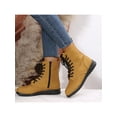 thumbnail image 4 of Bellella Womens Combat Boot Side Zip Booties Lace Up Ankle Boots Waterproof Shoes Work Yellow 9, 4 of 6