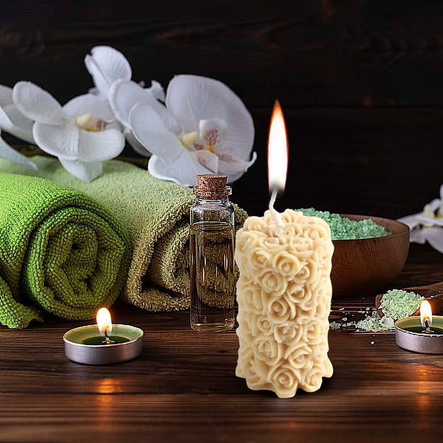 Sculpted Rose Scented Candle Gift Set with 4 Surprise Aromas for Home Relaxation & Decor
