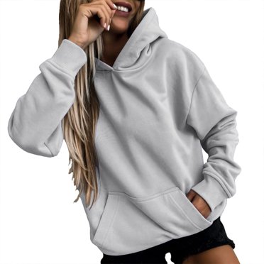 IROINID Offres Chandails à Capuche Surdimensionnés pour Femmes à Manches Longues d'Automne T-Shirt Uni à Capuche avec Poches Blouse Hauts, Gris