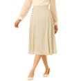 thumbnail image 4 of Unique Bargains Jupe Midi Vintage Évasée à Pois Rétro pour Femme, Taille Élastique, Abricot, P, 4 of 5
