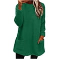 thumbnail image 1 of Birdeem Womens Round- Neck and Winter Loose Solid Pocket Warm Long Sleeve Blouse Tops, 1 of 1