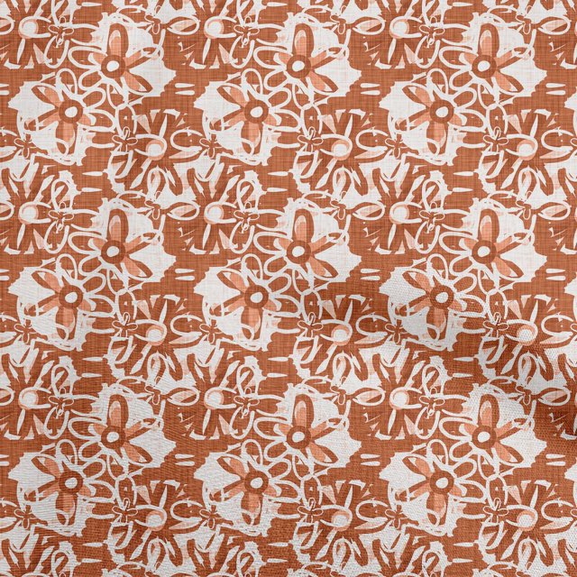 oneOone Cotton Poplin Rust Brown Fabric Abstract Sewing Material Print Fabric By The Yard 42 Inch Wide