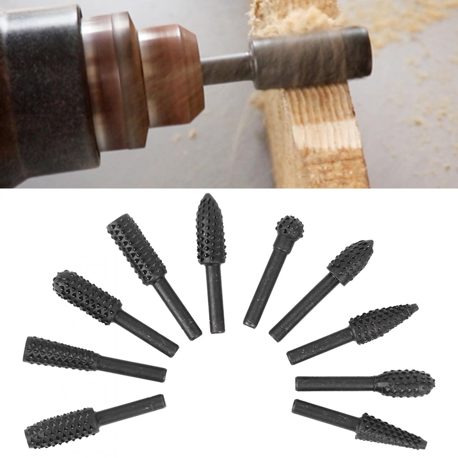 Burr, Wood-Polishing Accessories 10pcs  Drill Bits, Durable For Power Drills Die Grinders Produce  Cavities Air Tools