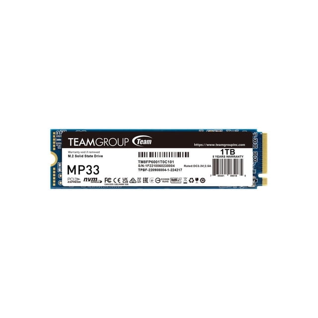 Team Group MP33 M.2 2280 1TB PCIe 3.0 x4 avec NVMe 1.3 3D NAND Interne Solid State Drive (SSD) TM8FP6001T0C101