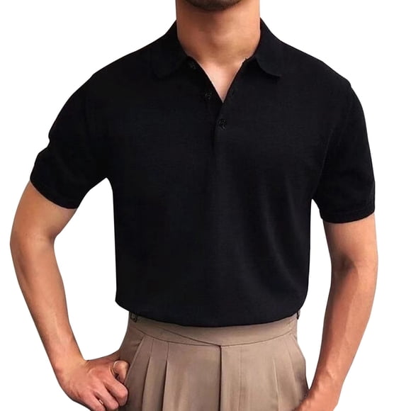 Ketyyh-chn99 Men's Dress Shirts 2024 Shirts for Men Comfor t Wash Short Sleeve Pocket Tee Black,XL