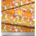 thumbnail image 1 of Soimoi YellowPolyester Georgette Fabric Autumn Leaves Print Sewing Fabric Yard 52 Inch Wide, 1 of 2
