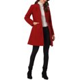 thumbnail image 2 of INSPIRE CHIC Manteau Long Élégant d'Hiver pour Femme à Col en V, Manches Longues, à Simple Boutonnage, TP Rouge Foncé, 2 of 6