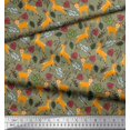 thumbnail image 2 of Soimoi Tissu Poly Georgette Feuilles & Rennes Imprimé Animal au Mètre 52 Pouces de Large, 2 of 3