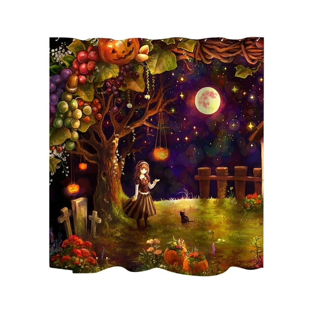 TopLLC Halloween Themed Digital Printed Shower Curtain, Bathroom Curtain
