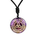 thumbnail image 3 of lionlar Pendentif Triquetra Antique Collier Pendentif Rune Bijou Rune Sculpté Lisse Noir Violet, 3 of 9