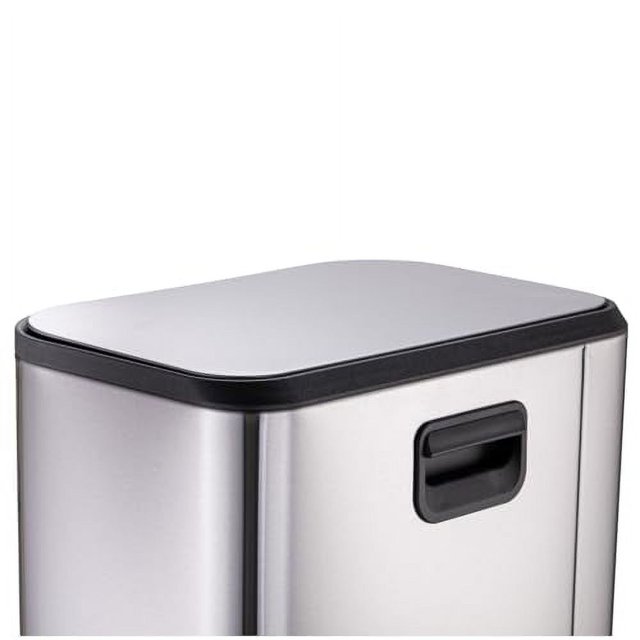 5.3 Gallon Trash Can, Stainless Steel Garbage Can, Small Rectangular Trash Can with Soft Close Lid Foot Pedal & Inner Bucket for Kitchen Home Office Bedroom Living Room (20 Liter)