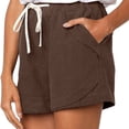 thumbnail image 3 of Birdeem Womens Plus Size Drawstring Casual Elastic Waist Pocket Loose Solid Shorts Pants, 3 of 5