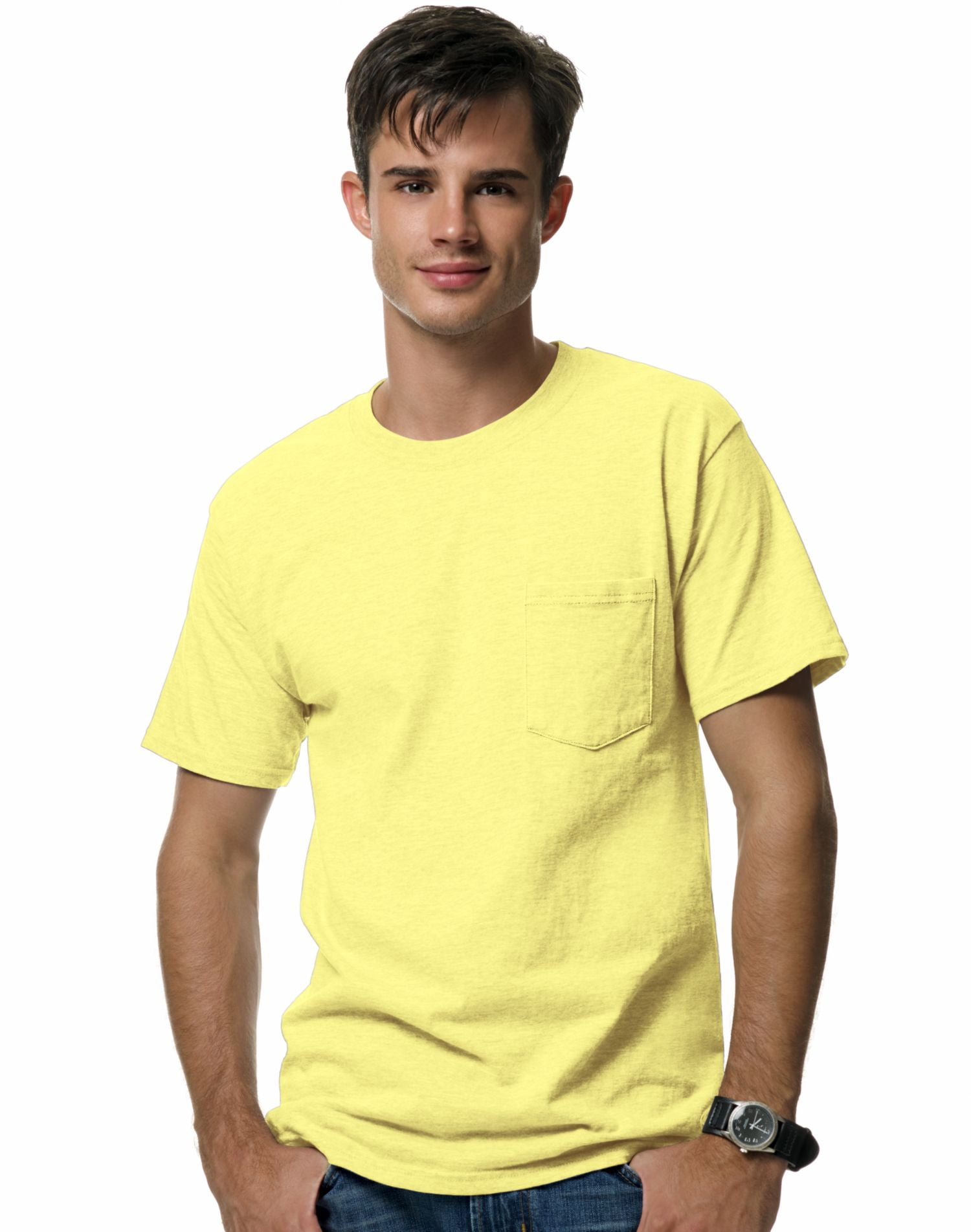 Hanes Beefy-T T-Shirt à Poche pour Hommes, m, Jaune