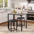 thumbnail image 2 of Gymax 3 PCS Counter Height Dining Set Faux Marble Table and 2 Chairs Kitchen Bar New Brown, 2 of 8
