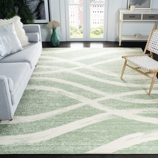 SAFAVIEH Adirondack Collection 6' x 9' Sage / Cream ADR125X Modern Wave Distressed Non-Shedding Living Room Bedroom Dining Home Office Area Rug