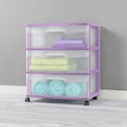thumbnail image 2 of Sterilite Wide 3 Drawer Cart Lilac, 2 of 4