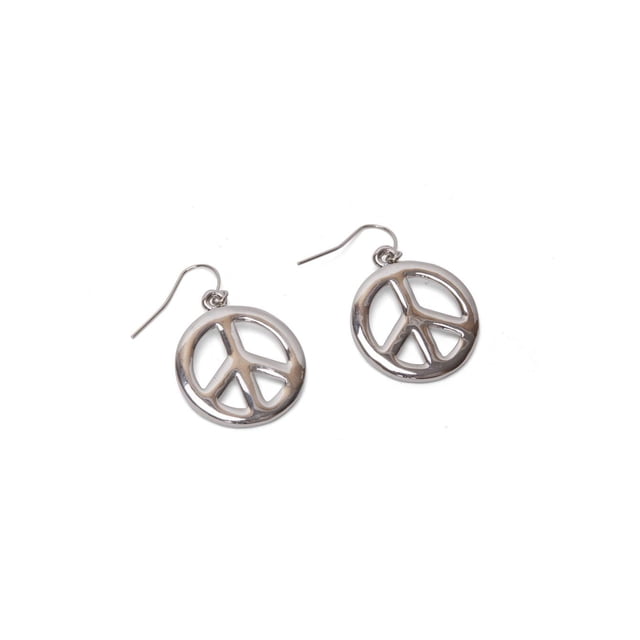 Costume Earrings - Peace Sign - Silver