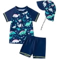 thumbnail image 1 of Akiihool Dinosaur Swim Trunks Boys Boys 2 Pieces Rash Guard Sun Protection Long Sleeve Kid Swimsuits Quick Dry Swim Shirt Trunks for Boys (Navy,6-12 Months), 1 of 4