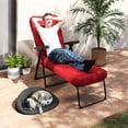 thumbnail image 2 of Outsunny Chaise Longue d'Extérieur avec Coussin, Chaise de Patio Pliable, Rouge Bordeaux, 2 of 10