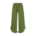 thumbnail image 3 of Plebaso Womens Wide Leg Pants Ruffle Hem Flowy Palazzo Pants Drawstring Casual Plain Vacation Beach Pants, 3 of 4
