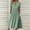 Green, variant on Pisexur Short Sleeve V-Neck Knee-High Dress Fashion Women Summer Printing Causal V-Neck Button Short Sleeve Vacation Pockets Dress Women Dress