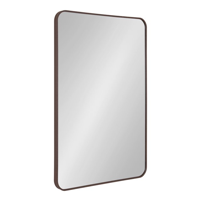 Kate and Laurel Zayda Radius Rectangle Framed Wall Mirror, Walnut Brown 24x36