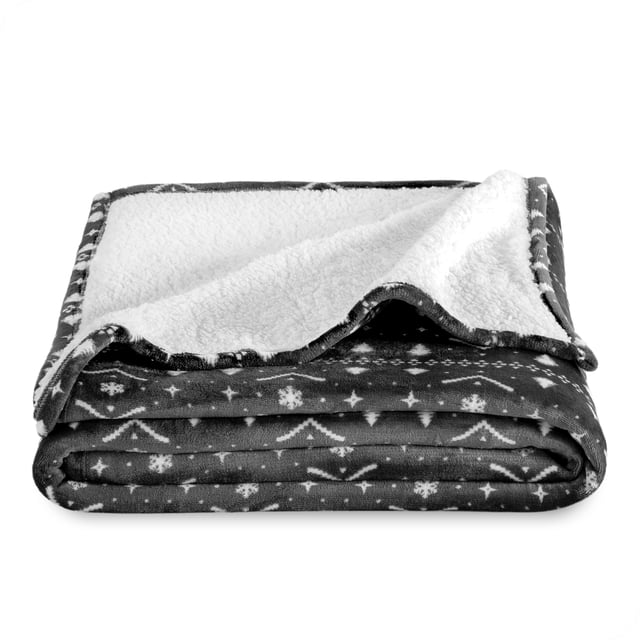 Bare Home Plush Sherpa Bed Blanket - Fluffy & Soft - Reversible - Lightweight - Twin/Twin XL, Winter Alpine
