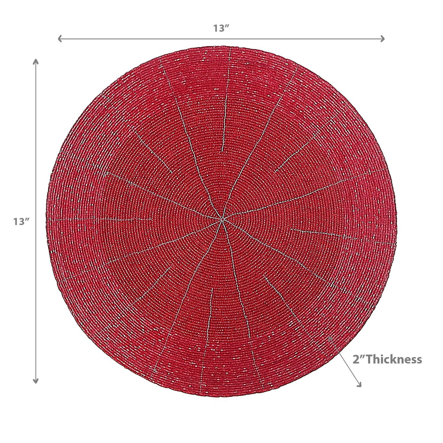 Placemat Rond Des Perles De Noël Rouge - Ensemble De 4
