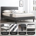 thumbnail image 3 of DeCoro Cambridge Cadre de Lit Plateforme en Bois Rembourré, Double, Gris Foncé, 3 of 11